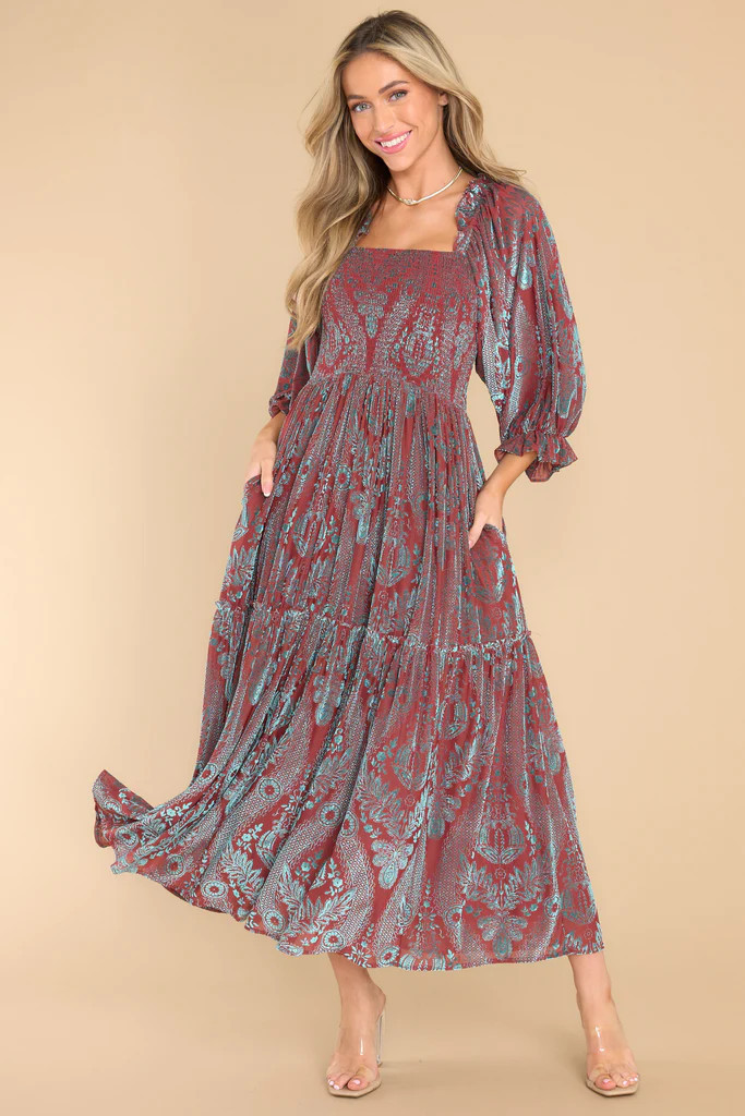 Been Here Before Rust Midi Dress | Red Dress 