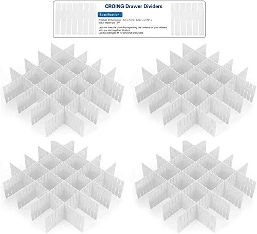 Croing - 32 pcs White - Drawer Dividers - Drawer Organizer - Ornament Storage Dividers - Drawer S... | Amazon (US)