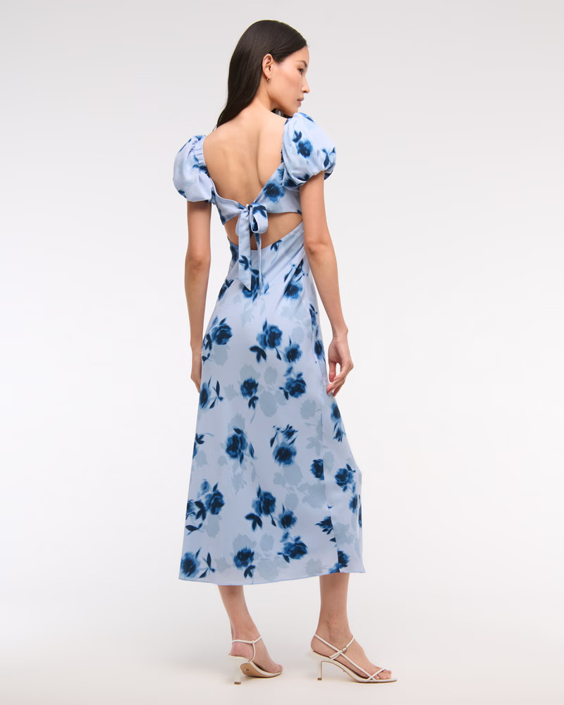Women's Puff Sleeve Midi Dress | Women's Dresses & Jumpsuits | Abercrombie.com | Abercrombie & Fitch (US)