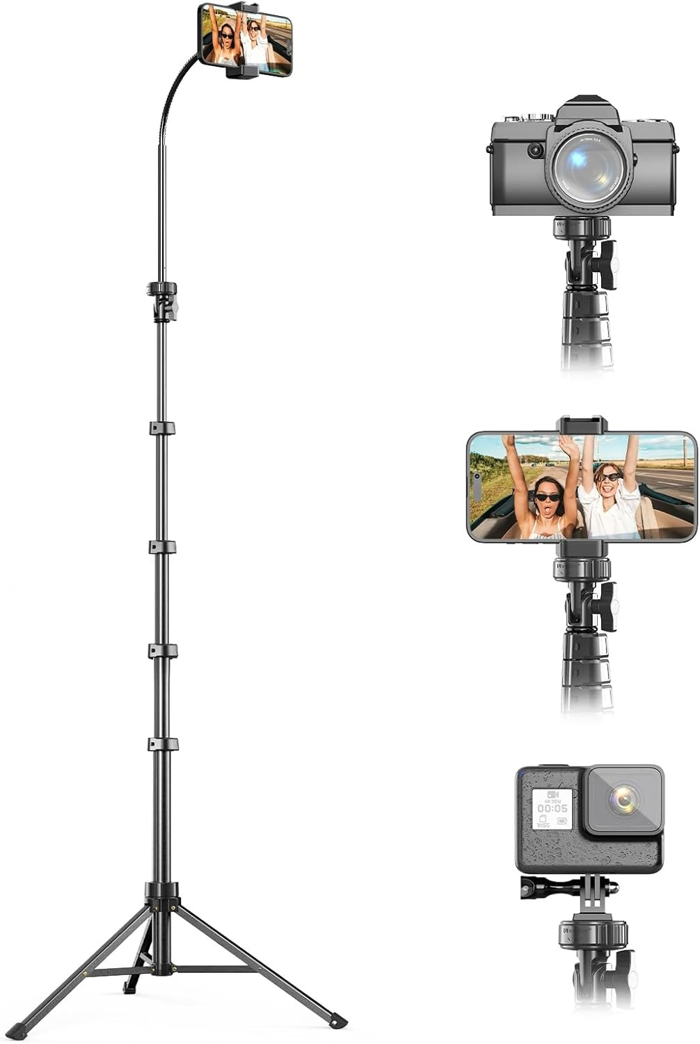 UBeesize 88’’ Flexible Phone Tripod with 14.95’’ Gooseneck, Remote and Phone Holder, Over... | Amazon (US)