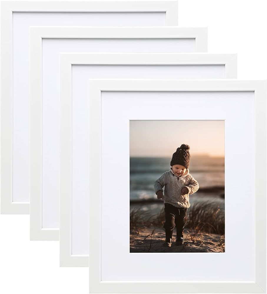 KINLINK 8x10 Picture Frames White, Photo Frames with Real Glass for Picture 5x7 with Mat or 8x10 ... | Amazon (US)