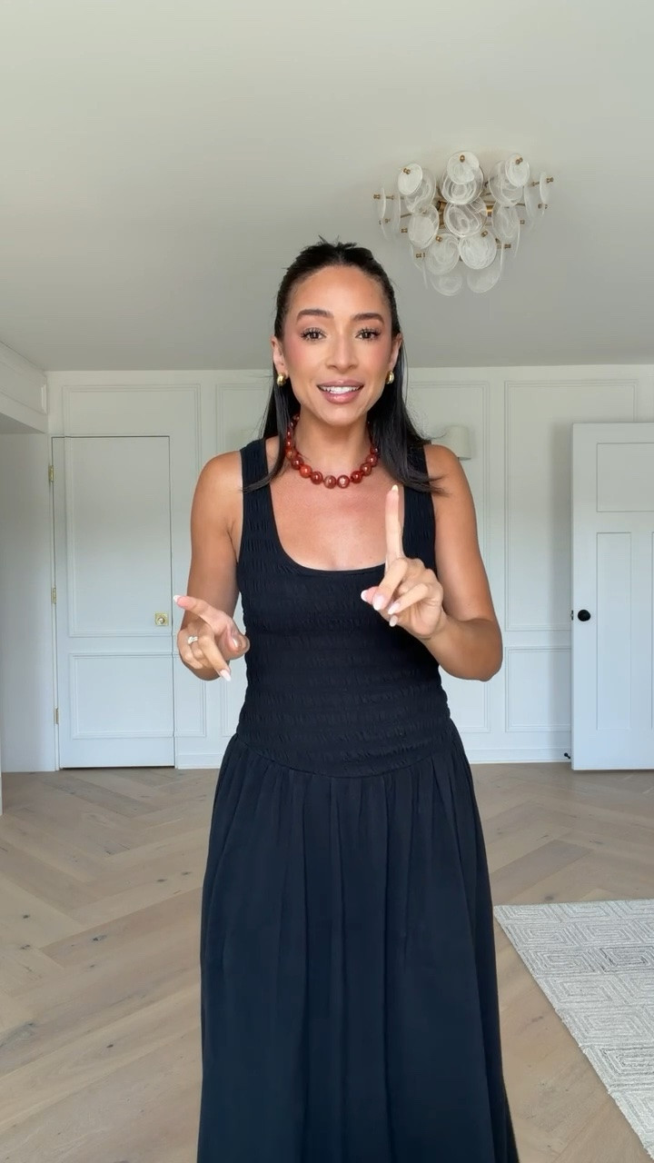 Up to 30% OFF almost everything at Abercrombie!! This dress is so soft and stretchy and it’s reversible!! It can be worn as a scoopneck or high neck and comes in so many colors! Wearing size S 🖤 

summer outfit, summer dress, midi dress, summer dresses, vacation outfits, dinner outfit, date night outfits, little black dress, black midi dress, chic summer outfit, sale alert, abercrombie sale