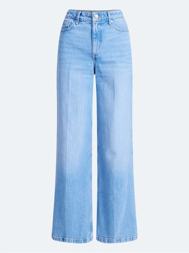 Free Assembly Women's High Rise Relaxed Wide Leg Jeans with Front Crease, Sizes 0-20 | Walmart (US)