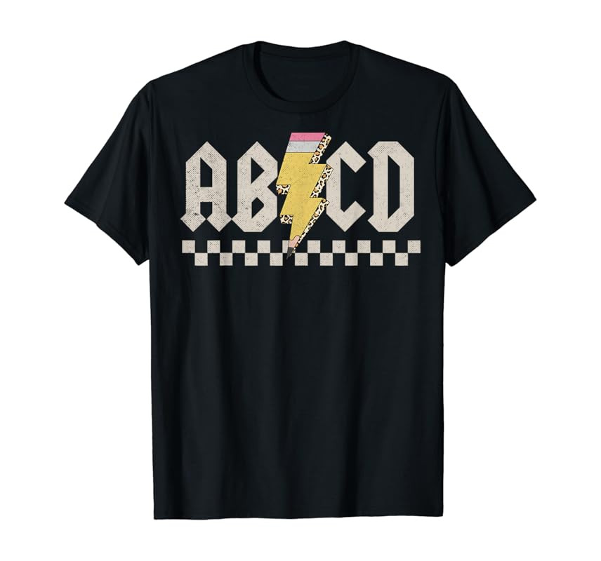ABCD Pencil Lightning Bolt Back To School Teachers Kids T-Shirt | Amazon (US)