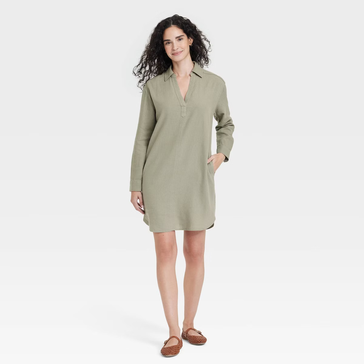 Women's Long Sleeve Popover Mini Shirtdress - Universal Thread™ | Target