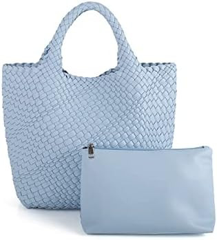 Hand Woven Bag Tote BagS For Women Top Handle Shoulder Vegan Leather Large Travel Beach Hobo Hand... | Amazon (US)