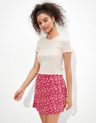 AE Floral Notched Mini Skirt | American Eagle Outfitters (US & CA)