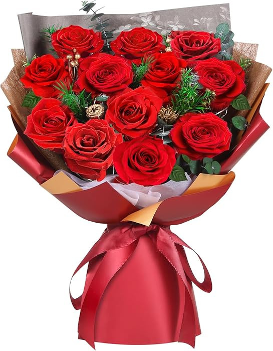 ADDWel Valentine's Gifts for Her, Preserved Red Rose Bouquet – Real Long-Lasting Flowers Gift f... | Amazon (US)