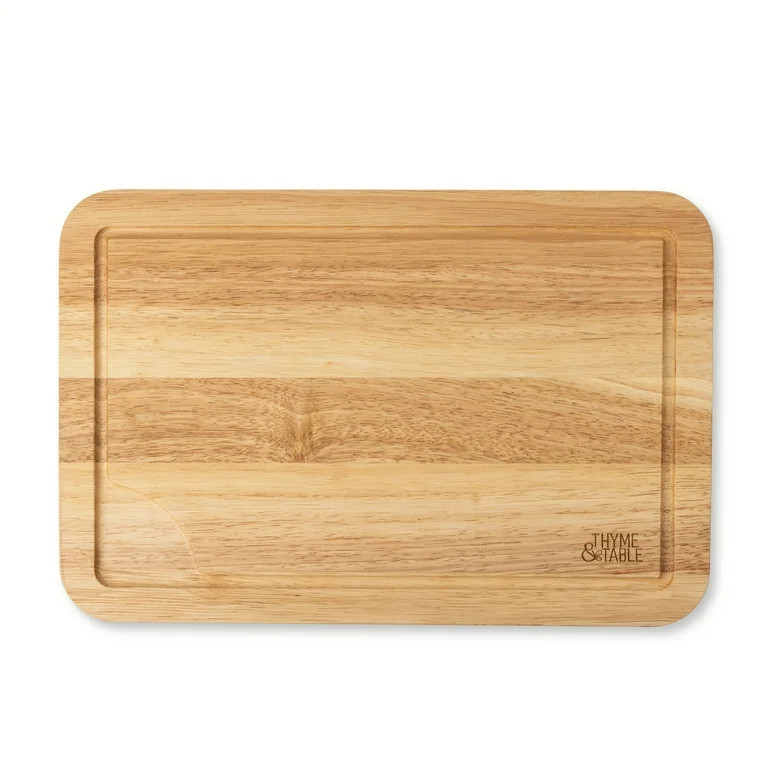 Thyme & Table Large 12" x18" Rubberwood Cutting Board with Shaped Anti-Slip Grips | Walmart (US)