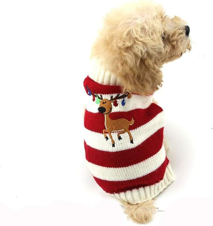 NACOCO Dog Sweater Pet Christmas Elk Bells Sweaters Halloween Reindeer for Small Dog and Cat | Amazon (US)