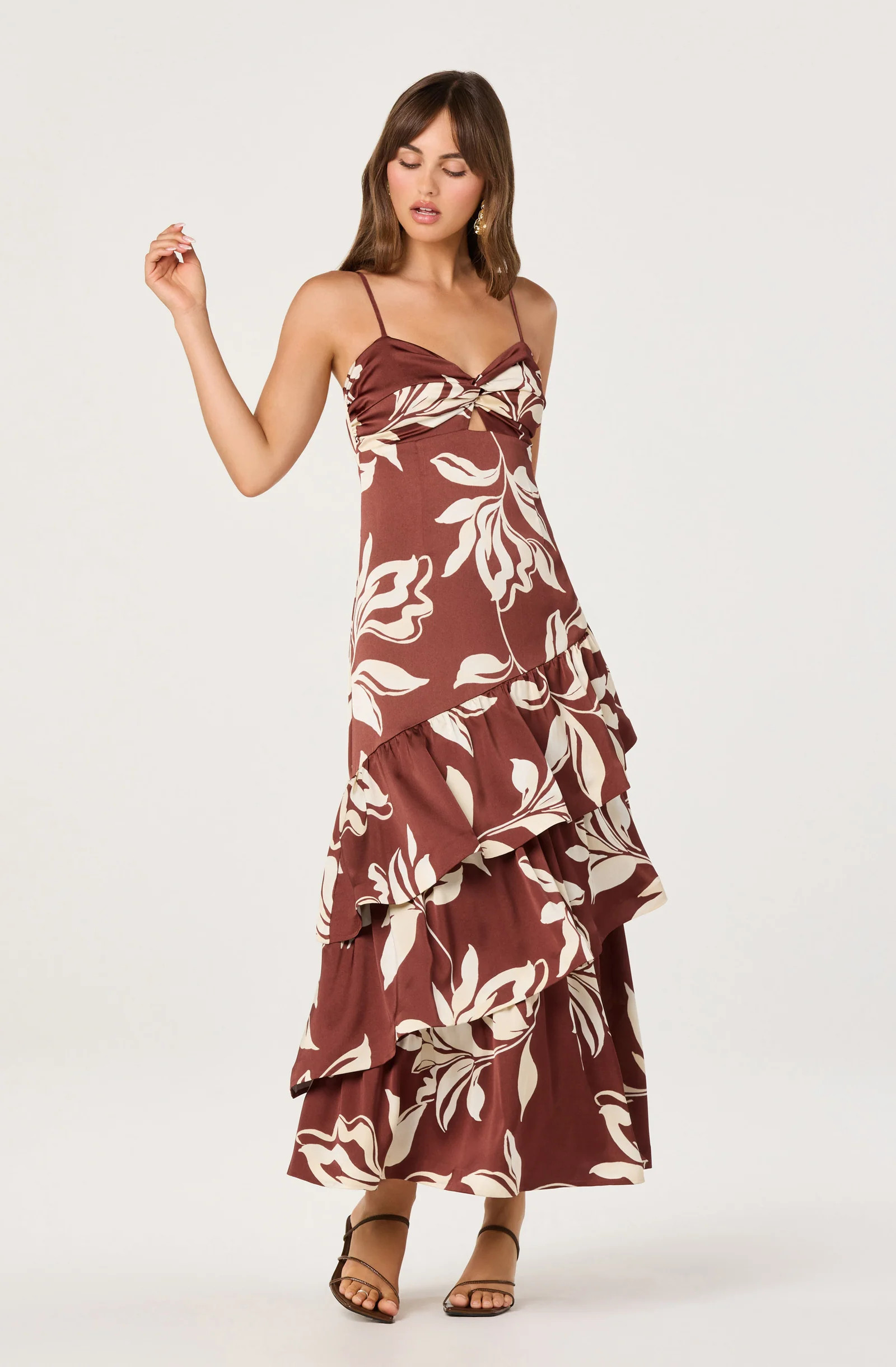 Cassia Twist-Front Satin Maxi Dress | ASTR The Label (US)