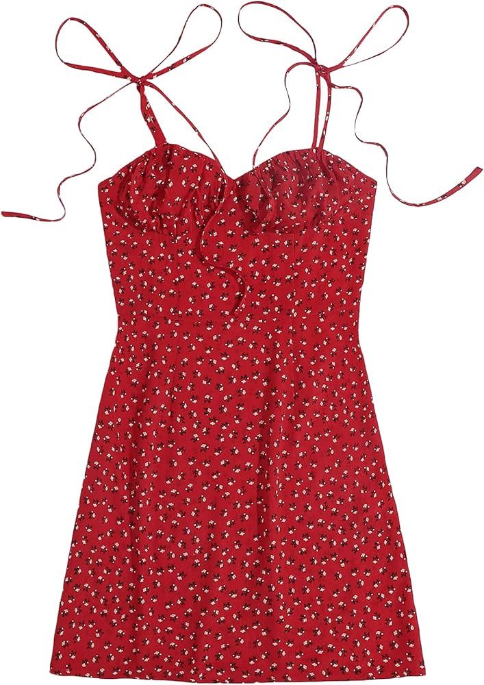 Floerns Women's Summer Tie Strap Ditsy Floral A Line Cami Dress | Amazon (US)