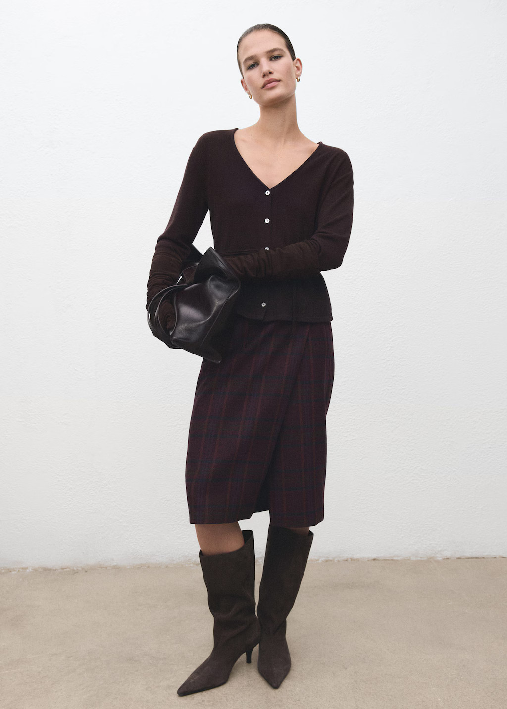 Knitted cardigan with bow brown - Woman - M - MANGO | Mango (US/MX/AU)