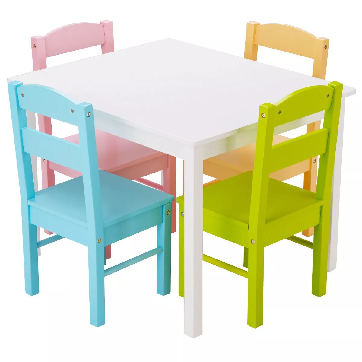 Costway 5 Piece Kids Wood Table Chair Set Activity Toddler Playroom Furniture Colorful | Target