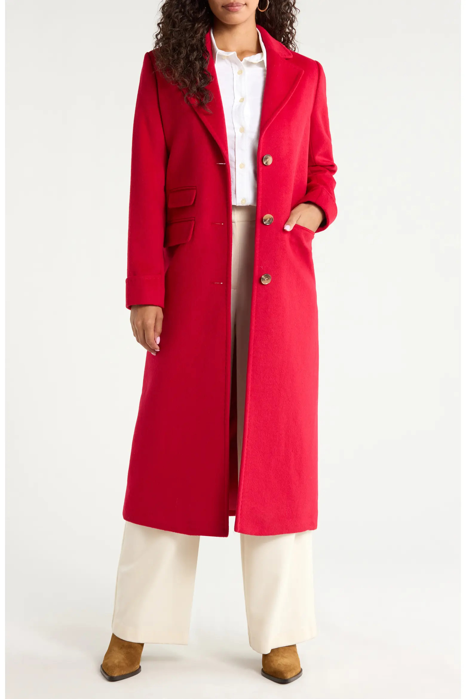 Longline Wool Blend Reefer Coat (Women) | Nordstrom | Nordstrom