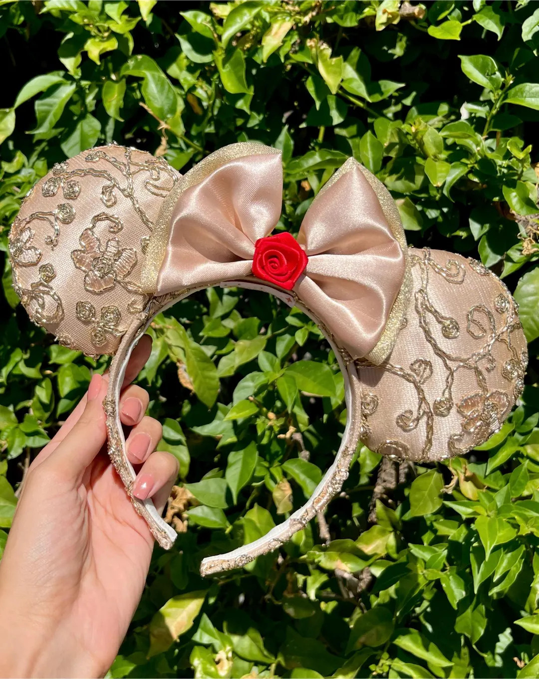 Radiant Rose, Belle Inspired Mouse Ears, Beauty and the Beast Inspired, Princess Mouse Ears, Minn... | Etsy (US)