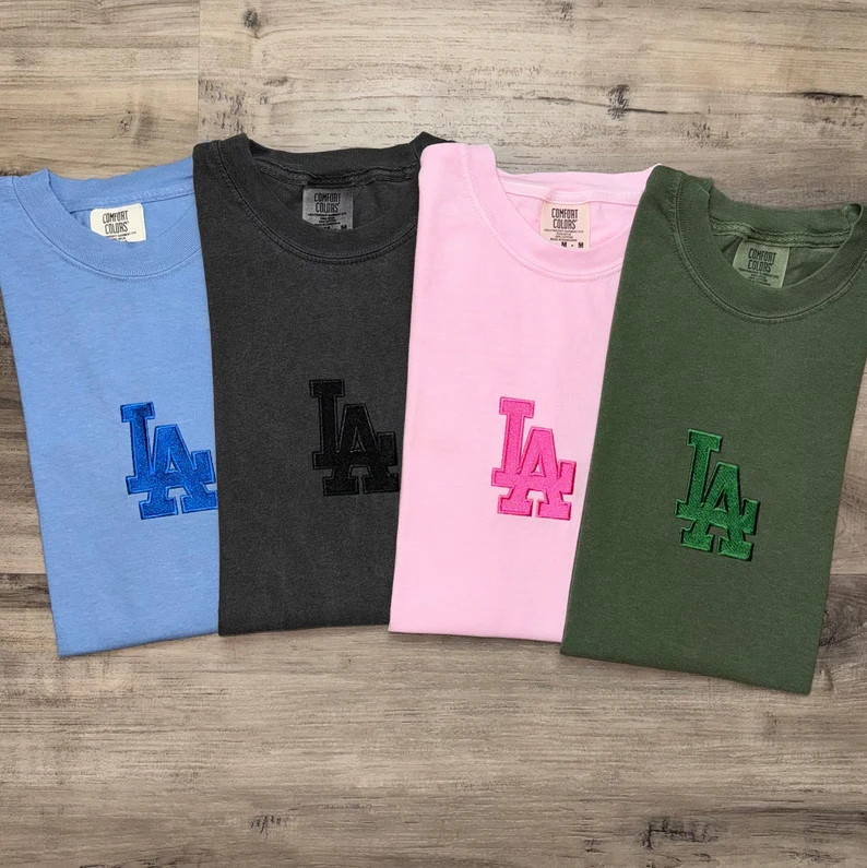 Embroidered LA Los Angeles T-shirt, Comfort Colors, California Baseball Shirt, Embroidered Vintag... | Etsy (US)