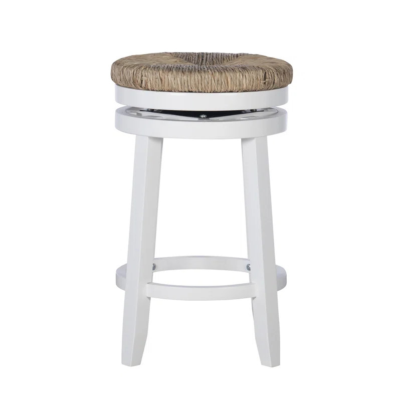 Granville Swivel Solid Wood Woven Seat Bar & Counter Stool | Wayfair North America