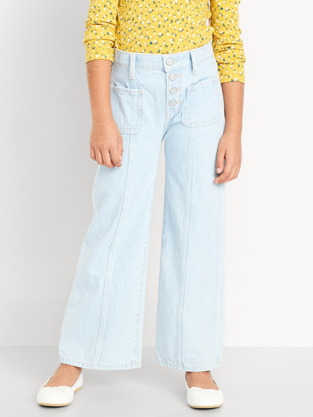High-Waisted Super Baggy Button-Fly Wide-Leg Utility Jeans for Girls | Old Navy (US)
