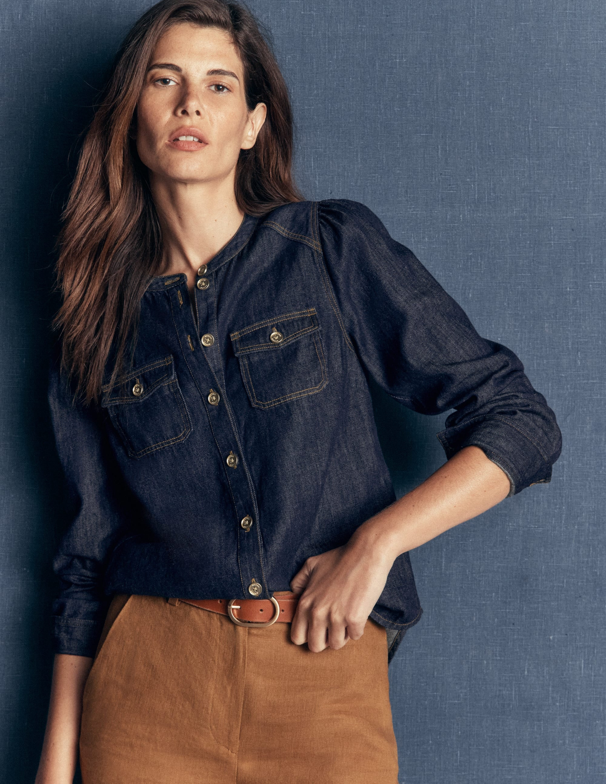 Chemise Thea en jean-Indigo Fonc\u00e9 | Boden FR