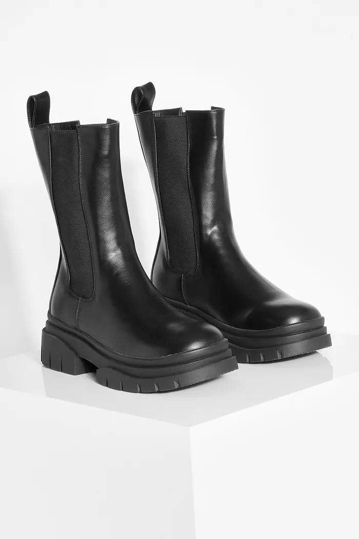 Tab Detail Chunky Chelsea Boots | Boohoo.com (UK & IE)