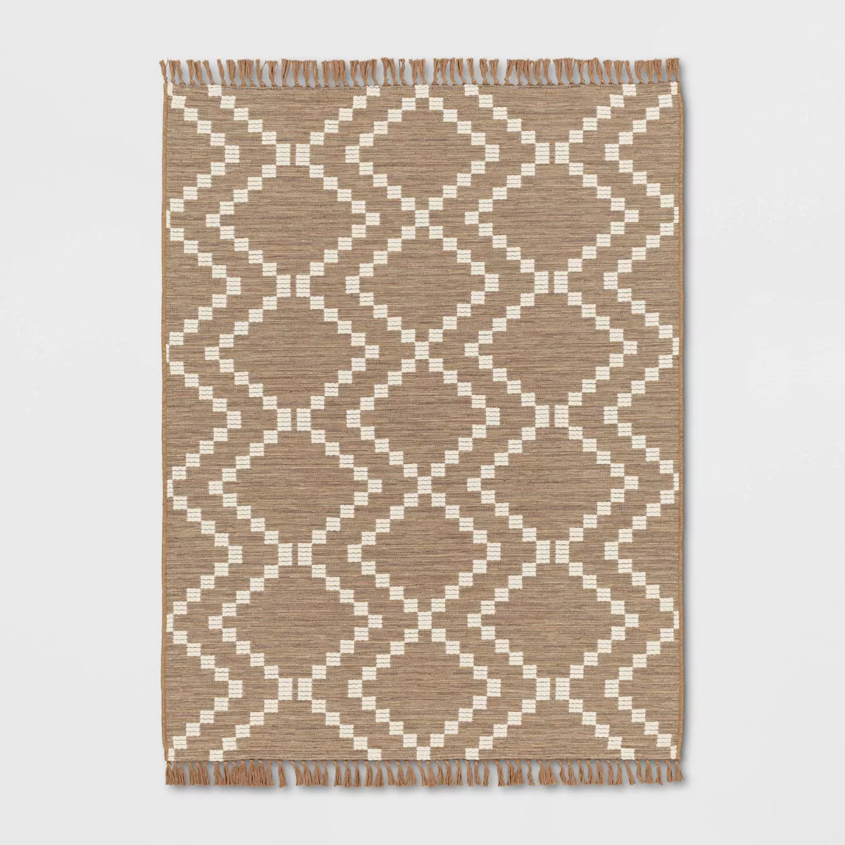 5'x7' Check Diamonds Outdoor Rug Tan - Threshold™: Woven Area Rug for Patio, Deck, Machine Made | Target