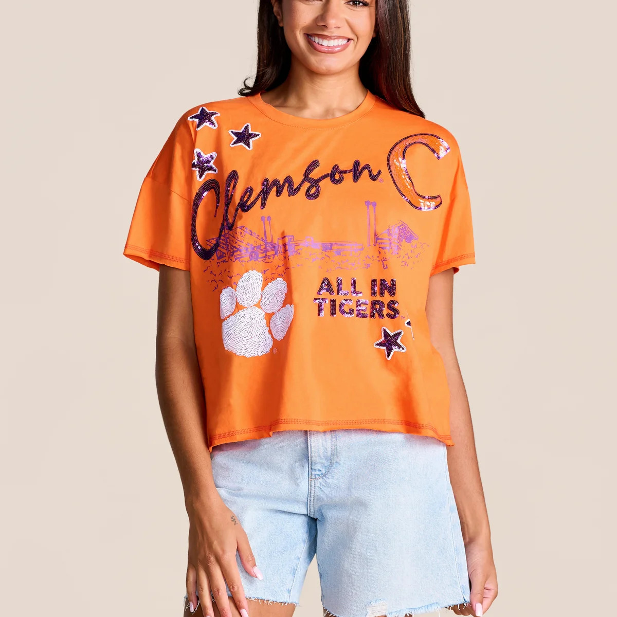 The Fourth Quarter Sequin Tee | Clemson | Stewart Simmons