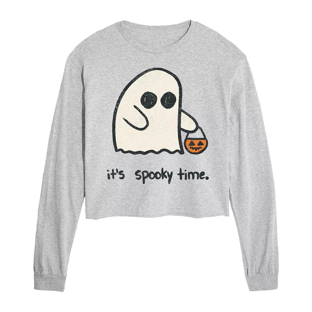 Juniors' It's Spooky Time Cropped Long Sleeve Graphic Tee | Kohl's