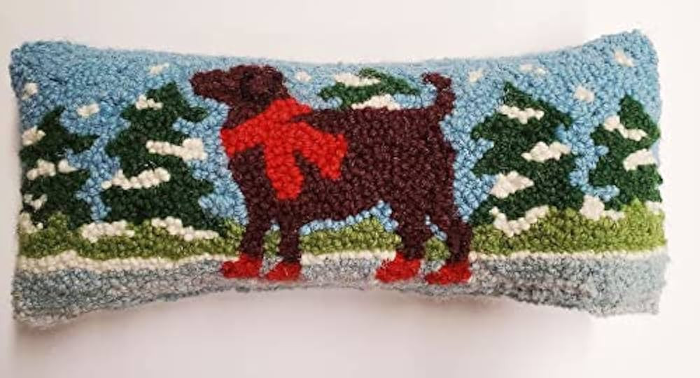 Peking Handicraft Chocolate Lab Ice Skating Wool Pillow 5" x 12" | Amazon (US)