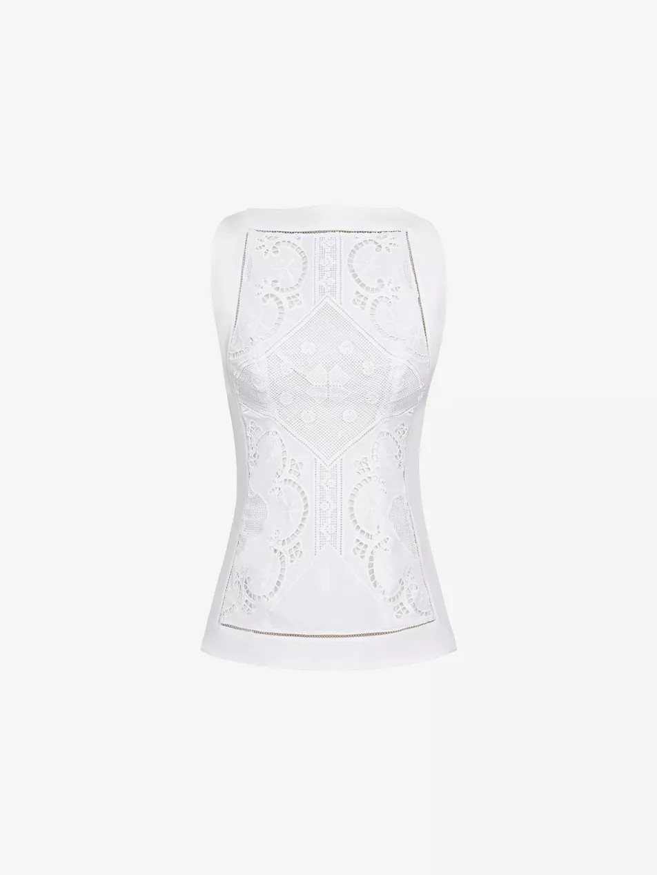 HOUSE OF CB - Valencia Boat-Neck Broderie-Anglaise Cotton-Blend Top | Selfridges.com | Selfridges
