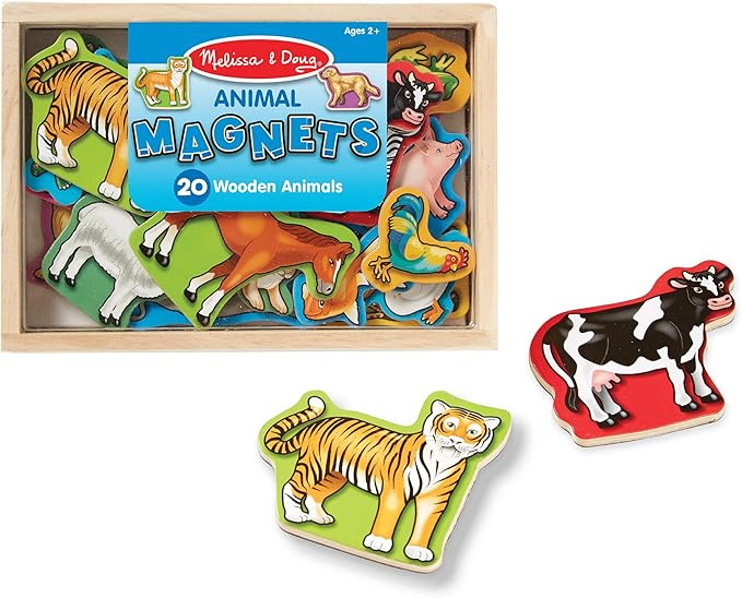 Melissa & Doug Wooden Animal Magnets Set (20 Pieces) – Farm, Zoo & Pet Fridge Magnets in Storag... | Amazon (US)