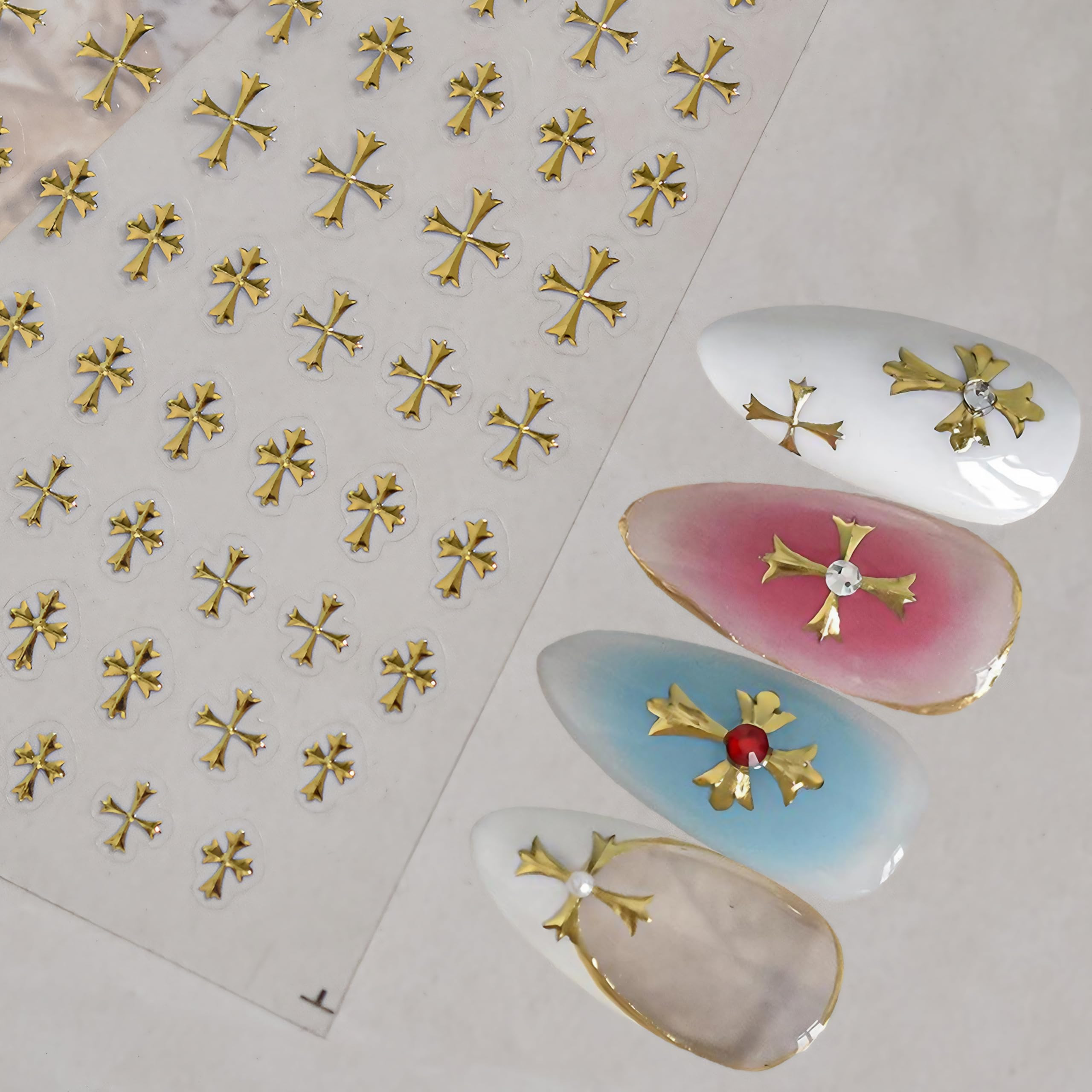 Metal Cross Nail Stickers for Nail Art, Self-Adhesive Gothic Nail Art Stickers with Unique Design... | Amazon (US)