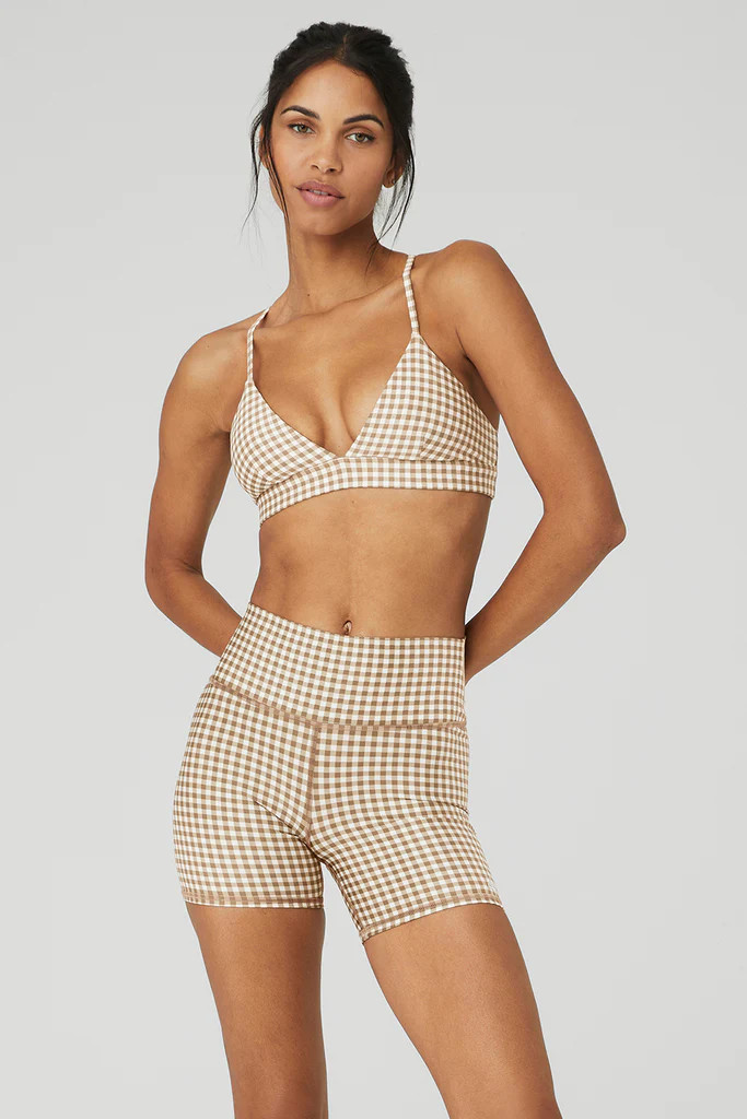 Airlift Gingham Splendor Bra - Macadamia | Alo Yoga (US)