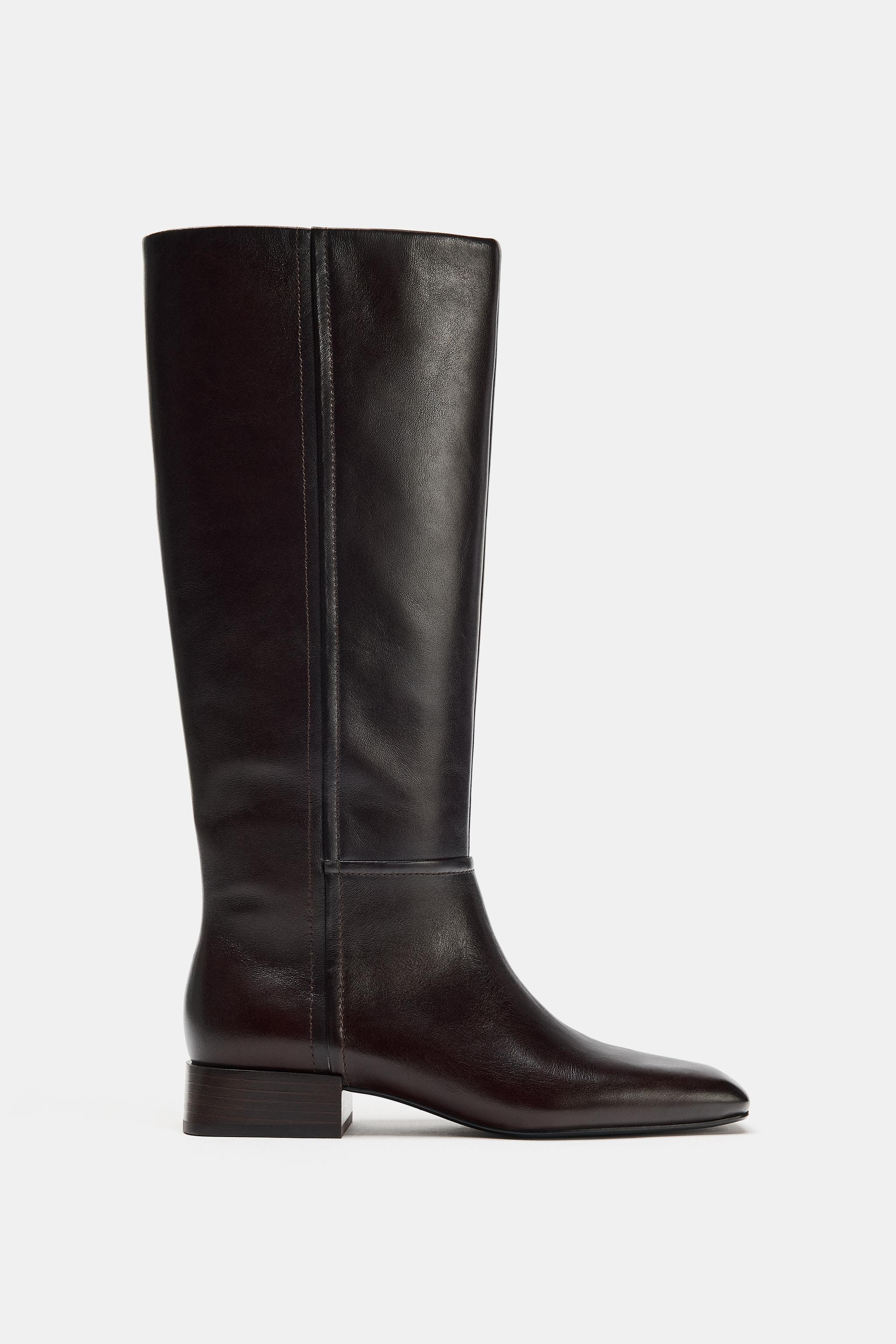 LIMITED EDITION LEATHER SQUARE TOE BOOTS | Zara US