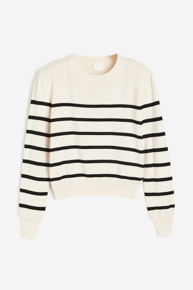 Shoulder-pad jumper - Cream/Black striped - Ladies | H&M GB | H&M (UK, MY, IN, SG, PH, TW, HK)