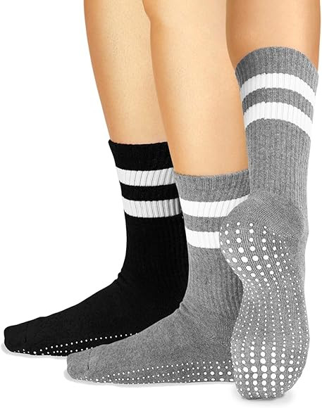 LA Active Grip Socks - Cozy Warm Non Slip Crew Socks - for Home, Indoor Yoga, and Hospital - Men and | Amazon (US)