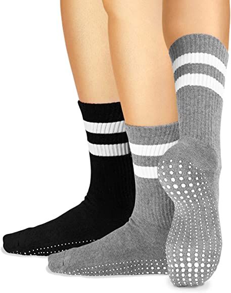 LA Active Grip Socks - Cozy Warm Non Slip Crew Socks - for Home, Indoor Yoga, and Hospital - Men and | Amazon (US)
