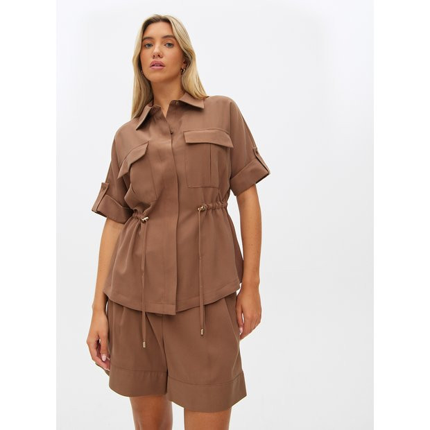 Brown Utility Co-ord Short Sleeve Blazer 16 | Tu Clothing