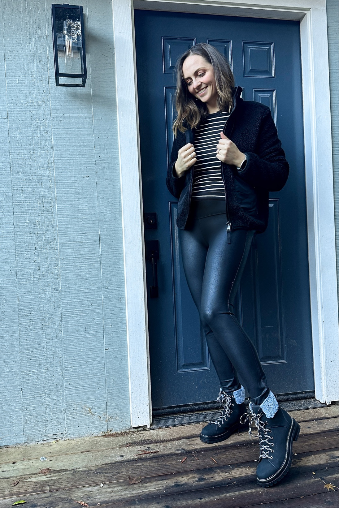 Cozy vibes in this outfit from @walmartfashion
These faux leather leggings are very stretchy and comfortable, also love this striped long sleeve top and faux fur boots - perfect cozy outfit for winter

#WalmartPartner #WalmartFashion

#LTKHoliday #LTKSeasonal #LTKunder50