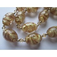 Venetian Murano Glass Gold Foil 925 Sterling Beaded Necklace Set | Etsy (US)