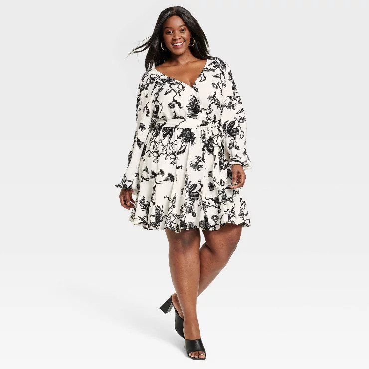 Women's Balloon Long Sleeve Woven Dress - Ava & Viv™ | Target