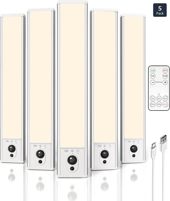 EZVALO 5-Pack Under Cabinet Lighting, 2400mAh Motion Sensor Light, LED Closet Lights Wireless, 27... | Amazon (US)