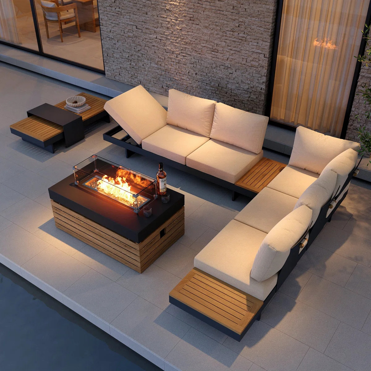 Modular Outdoor Sofa Set with Smokeless Fire Pit Table, 50,000 BTU CSA-Certified Patio Seating Gr... | Wayfair North America