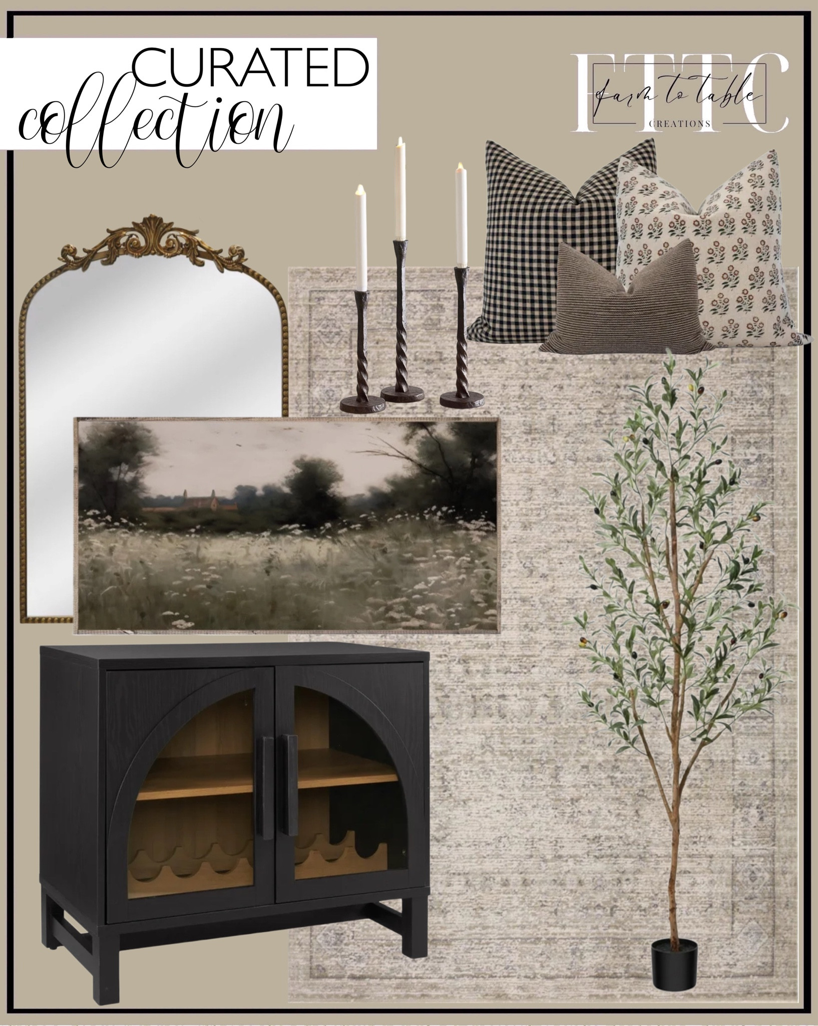 Yesterday’s Top Picks. Follow @farmtotablecreations on Instagram for more inspiration.

Amber Lewis x Loloi Alie Taupe / Dove Area Rug. Easton Forged-Iron Taper Candleholder.  Moody Field of Lace Canvas Printed Sign. Pillow Cover Combo Brown Pillow Cover Combo Moody Pillow Cover Set Block Print Pillow Combo Black Floral Pillow Brown Pillow Cover Set. Better Homes & Gardens Juliet Arc Door Kitchen Console, Black Wood Finish. Better Homes & Gardens arched metal wall mirror. 6 ft Artificial Olive Plants with Realistic Leaves and Natural Trunk, Silk Fake Potted Tree with Wood Branches and Fruits, Faux Olive Tree for Office Home Decor. 

#LTKFindsUnder50 #LTKHome #LTKSaleAlert