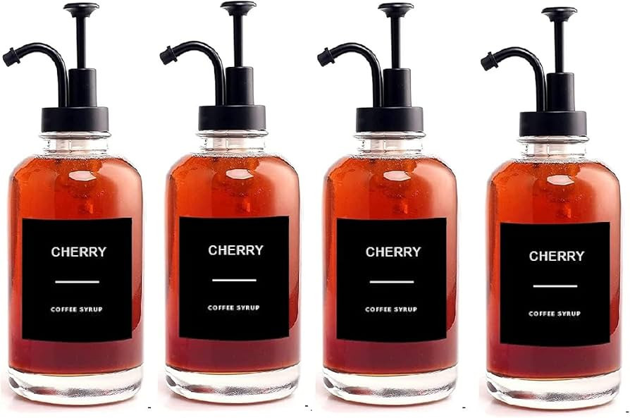 Coffee Syrup Dispenser for Coffee Bar Coffee Bar Accessories 4 Pack,500ML Glass Coffee Syrup Pump... | Amazon (US)