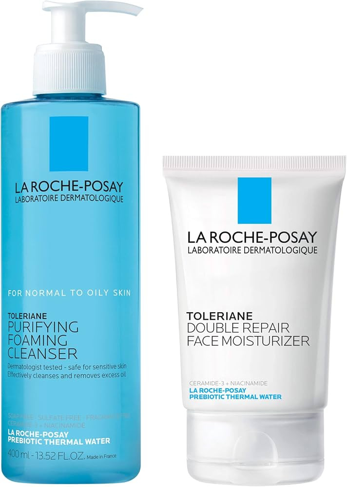 Bundle of La Roche-Posay Toleriane Purifying Foaming Facial Cleanser + Toleriane Double Repair Fa... | Amazon (US)