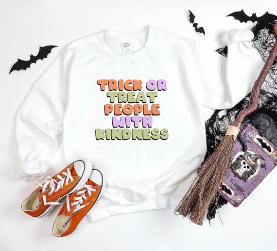 Trick or Treat People with Kindness Halloween Crewneck Sweatshirt | Etsy (US)