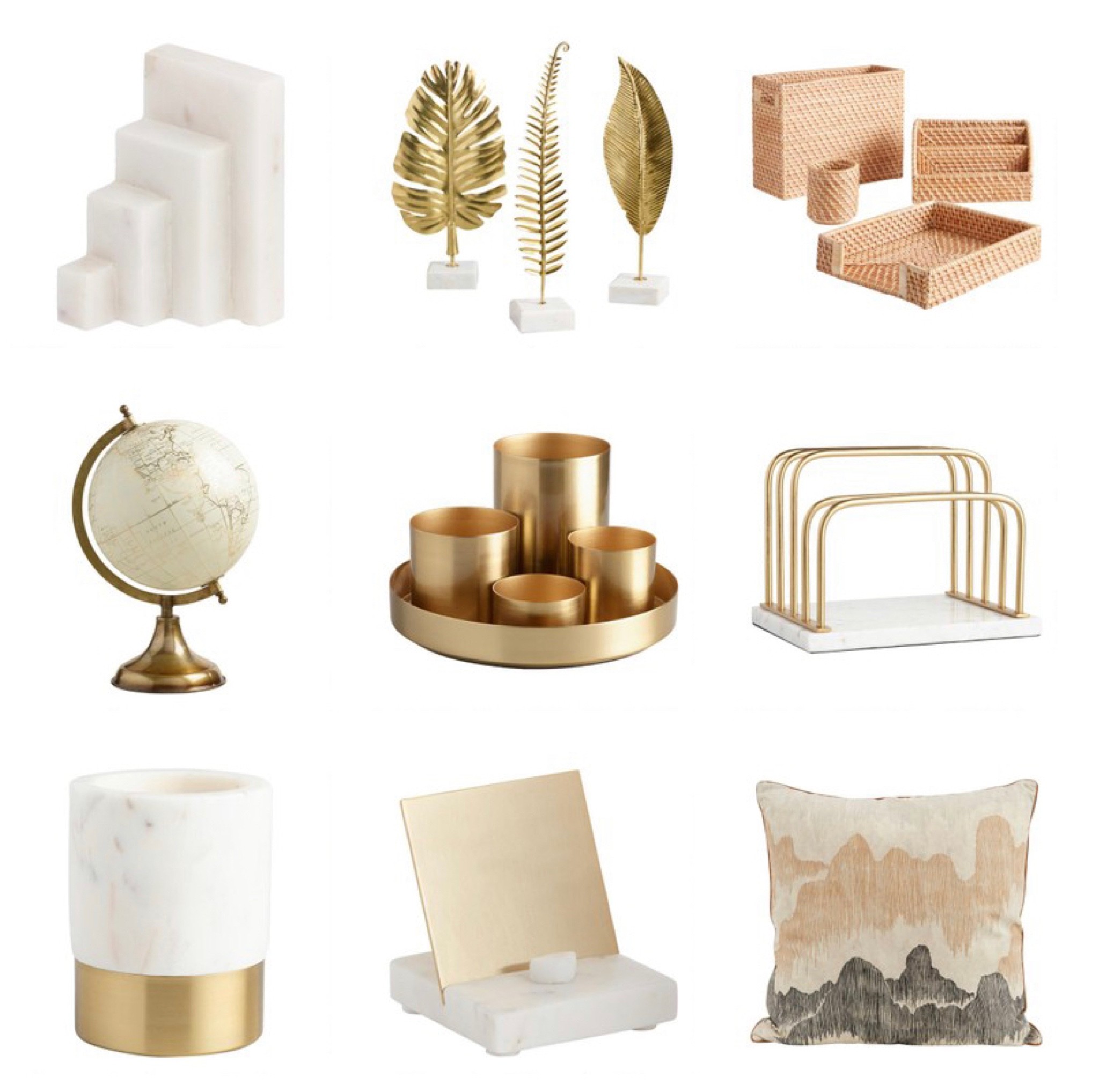 Modern home office decor must haves to make your workspace look and feel expensive and expansive! Gold and white office accessories. Select items are on sale now for cyber week / Black Friday! 

#LTKCyberweek #LTKU #LTKhome