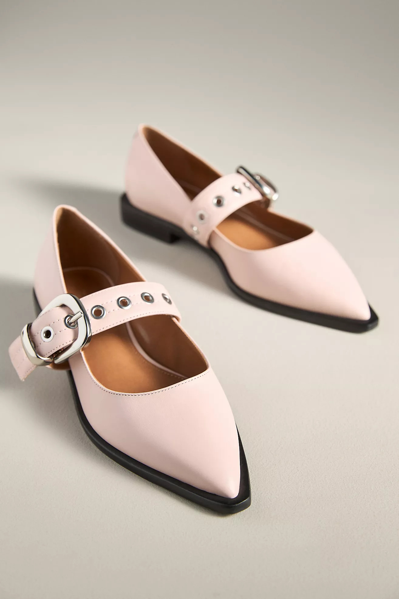 Maeve Pointed-Toe Moto Mary Jane Flats | Anthropologie (US)