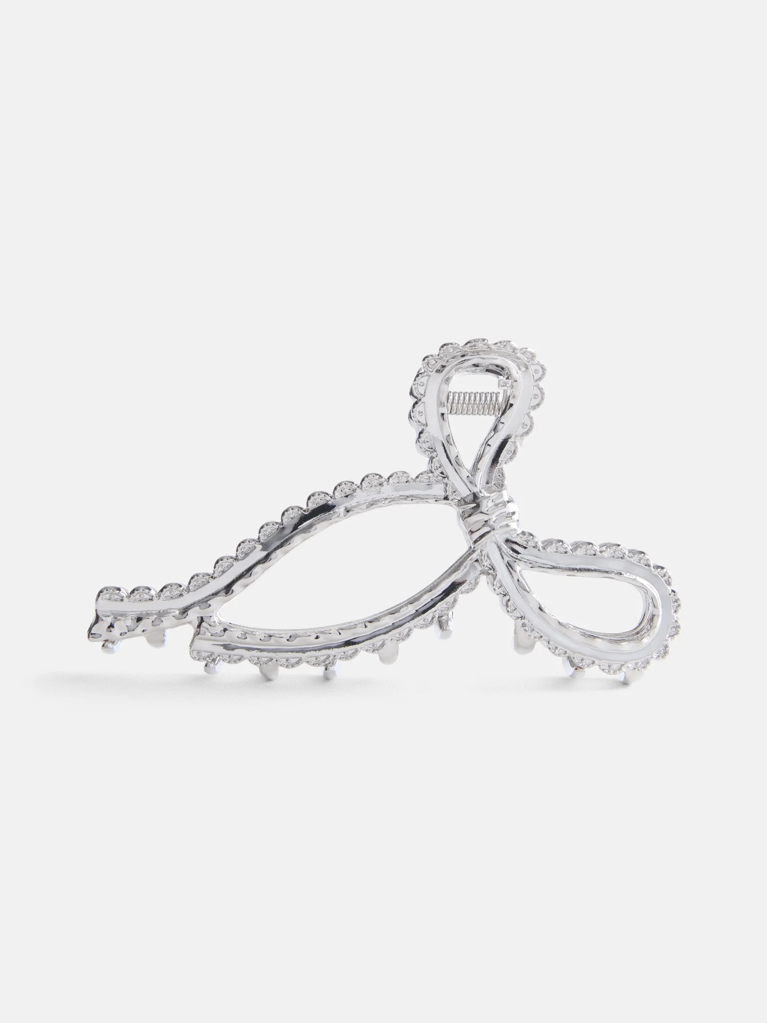 No Boundaries Metal Ribbon Bow Hair Claw Clip, Rhodium, One size | Walmart (US)